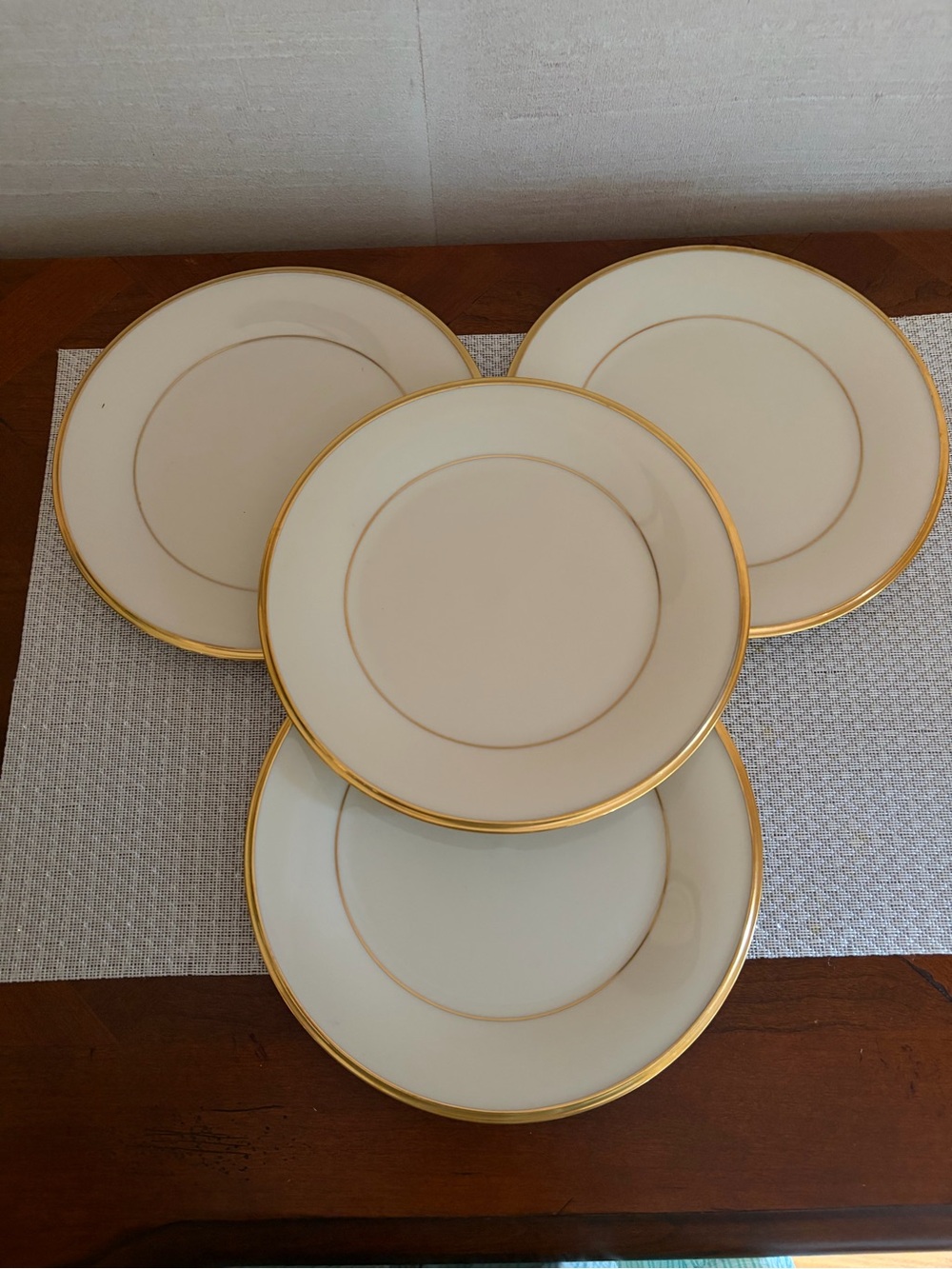 Lenox ETERNAL set of 4 Lunch/Salad/Dessert Plates, 8", Ivory, gold band, Wedding